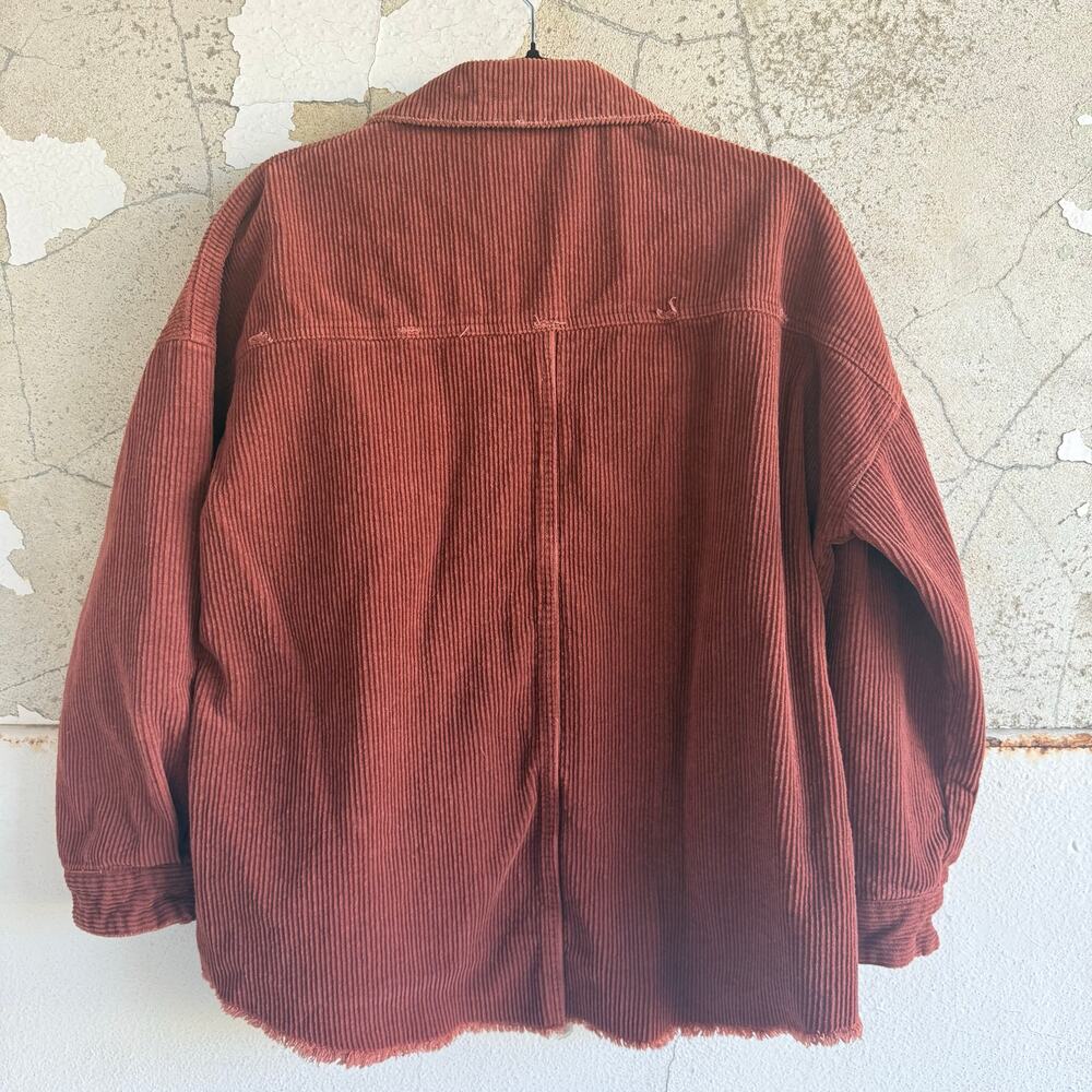 Bohme Corduroy Shirt Jacket Rust Brown Shacket Womens M Raw Hem Earthy Basic - Picture 4 of 10